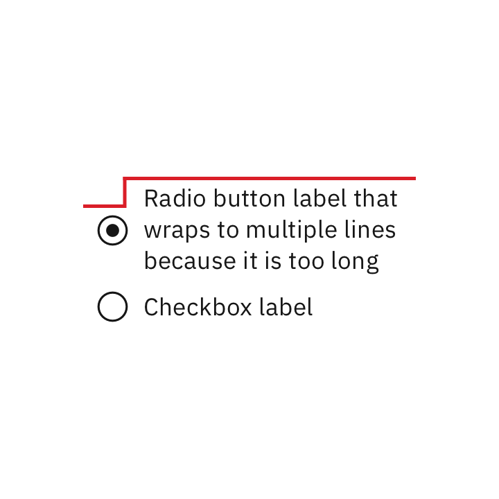 Do not vertically center wrapped text with the radio button. Do not vertically center wrapped text with the radio button.