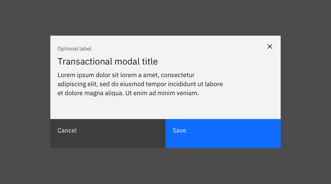 Example of cancel in a modal Example of cancel in a modal