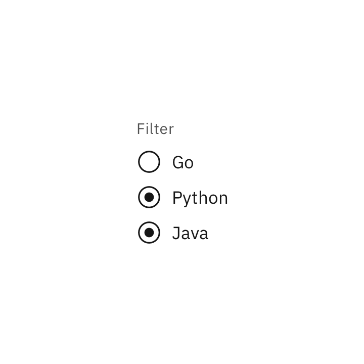 Don't use radio buttons when multiple items can be selected. Don't use radio buttons when multiple items can be selected.