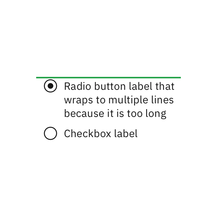Do let text wrap beneath the radio button so the control and label are top aligned. Do let text wrap beneath the radio button so the control and label are top aligned.